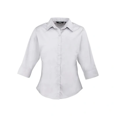 Image of Premier Womens/Ladies Poplin 3/4 Sleeve Shirt (Silver) Size 26 UK