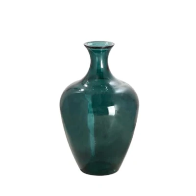 Image of GILDE Large Decorative Vase XL Floor Made of Recycled Glass Arturo Living Room Colour: Green Petrol Height 65 cm