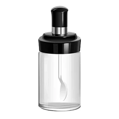 Image of Spice Jar + Spoon/Dipper/Brush Condiment Storage Seasoning Bottle Container Kitchen Oil Brush Honey Food Box (Salt)