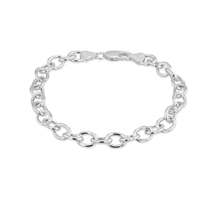 Image of Tuscany Silver Women&#039;s Sterling 150 Oval Belcher Charm Bracelet of 20cm/8&quot;