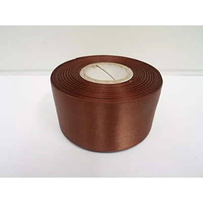 Image of 2 metres of 50mm Satin Ribbon Chestnut Brown Double Sided 50 mm 5cm 2&quot; Inch