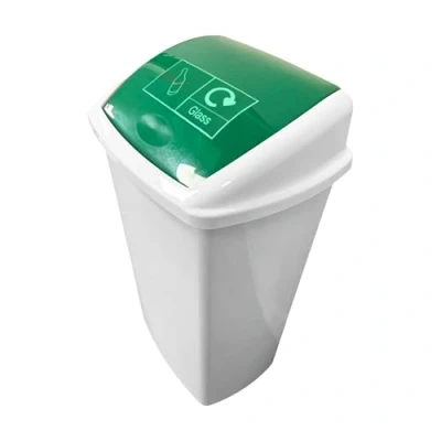 Image of Chabrias 8L/15L/25L/40L/50L Litre Plastic Swing Bin Waste Recycle Dustbins Kitchen, Office, Bathroom Rubbish Trash Refused Bins (50 Litre, 68 x 40 31.5cm, Green)