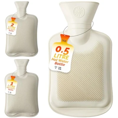 Image of LKH Pain Relief Hot Water Bottle 0.5 Litre Rubber Comforting for All Kind of Body Premium Quality PVC Material Non Slipping Stripes