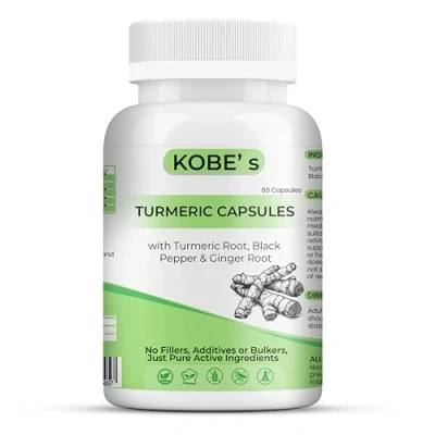 Image of Turmeric and Black Pepper Capsules No fillers, Additives or Bulkers, Pure Active Ingredients High Strength Supplement with Added Ginger Made in UK