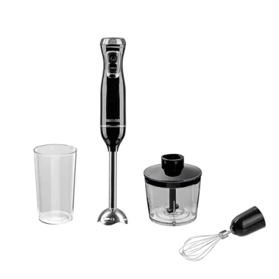 Image of Daewoo SDA1622GE 600W Black and Silver Hand Blender Set with Whisk Chopper &amp; Jug Accessories 2 Touch Speed Switch, Blend Whip Chop, Easy Clean Stainless Steel Shaft Blade