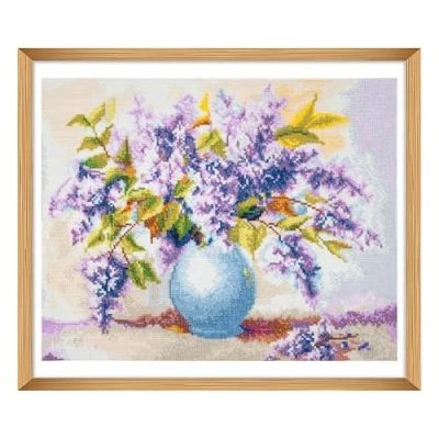 Image of Trimits Large Cross Stitch Kits Counted Embroidery Needlework for Adults Beginners Kids, Christmas Gifts Wall Art (Frame Not Included), 11 Count, Lilacs