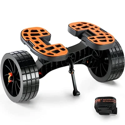 Image of VEVOR Heavy Duty Kayak Cart, 320lbs Load Capacity, Detachable Canoe Trolley Cart with 10&#039;&#039; Solid Tires, Adjustable Brackets &amp; Nonslip Support Foot, for Kayaks Canoes Paddleboards Float Mats Jon Boats
