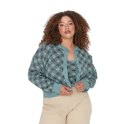 Image of Trendyol Plus Size Cardigan Green Regular