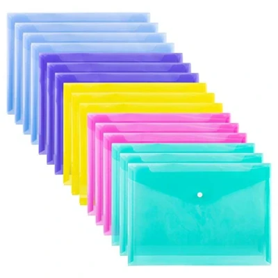 Image of Amazon Basics Poly Envelope, Snap Button, A4 Size, 16 Packs, 9.2&quot; x 13&quot;, Assorted