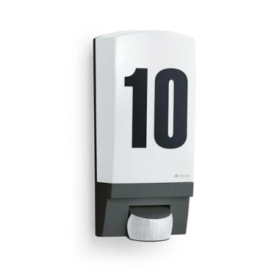 Image of Steinel House Number Light L 1 S Black, E27 max. 60 Watts Outdoor Wall with 180 Motion Sensor 10 m Range Plaque for Front Door