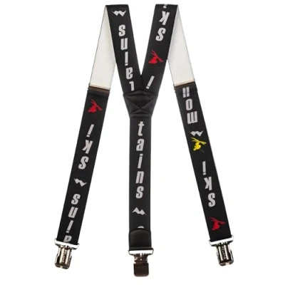Image of Olata Adjustable Ski Salopette Braces/Suspenders (Black/Grey) 3cm (5 15 Years). Y Shape