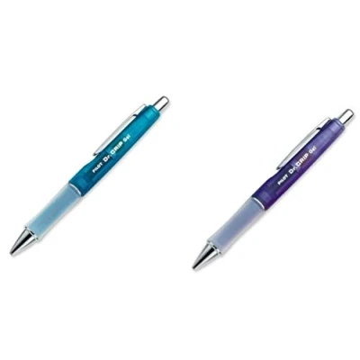 Image of (2) PILOT Dr. Grip Refillable &amp; Retractable Gel Ink Rolling Ball Pen, Fine Point, Purple Barrel, Black (36261) Blue Ink, Single Pen (36260)
