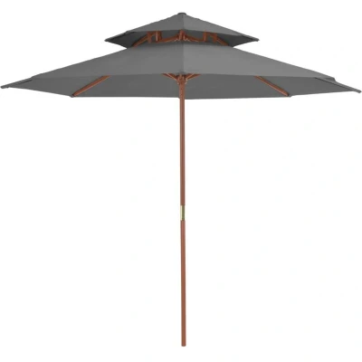 Image of vidaXL Double Decker Garden Parasol with Wooden Pole 270 cm Anthracite