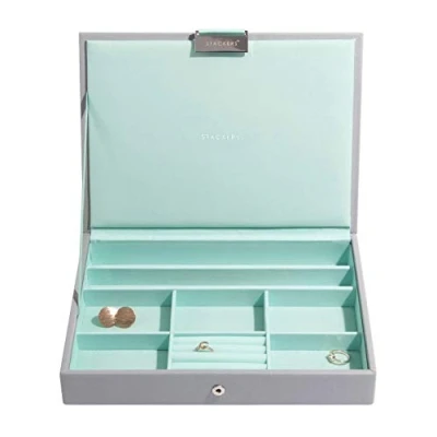 Image of Stackers Dove Grey with Mint Classic Medium Jewellery Box Lid