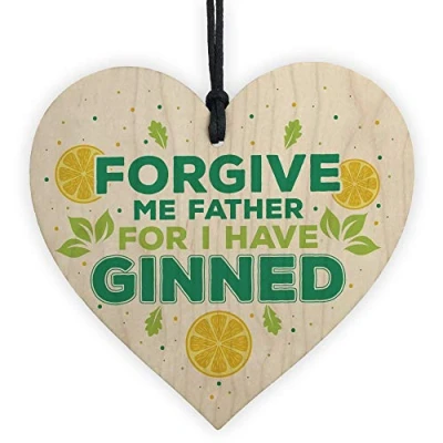 Image of RED OCEAN Funny Gin Heart Signs And Plaques For Home Bar Wooden &amp; Tonic Gifts Pub Alcohol