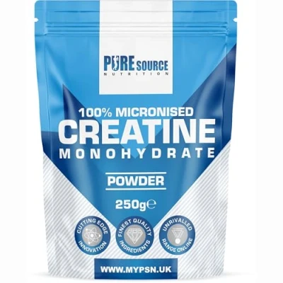 Image of Pure Source Nutrition Creatine Monohydrate Powder Vegan Gluten Free 100% Micronised Unflavoured Proven to Improve Physical Performance and Recovery (250g)