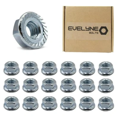 Image of M6 Serrated Flange Hex Nuts 6mm Steel (Pack of 20) Evelyne