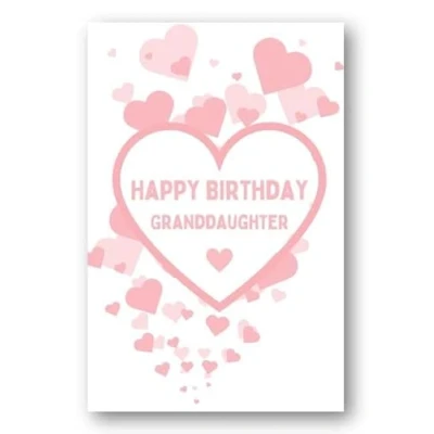 Image of Second Ave Granddaughter Pink Hearts Love Cute Happy Birthday Card Greetings For Her