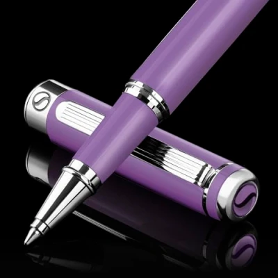 Image of Scriveiner Lavender Rollerball Pen Stunning Luxury With Chrome Finish, Schmidt Ink Refill, Best Roller Ball Gift Set for Men &amp; Women, Professional, Executive Office, Nice Pens