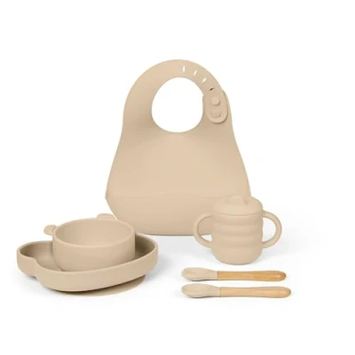 Image of Ickle Bubba 6 Piece Silicone Feeding Set Beige