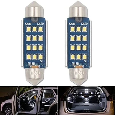 Image of 41MM Festoon C5W LED Bulb,HSUN 12V 24V 569 578 212 2 2112 2122 214 Canbus Error Free with 12LED SMD2016 Chip for Interior Dome Light and more,2 Pack,6000K White