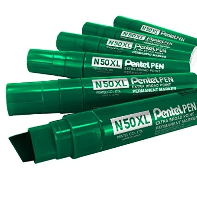 Image of Pentel N50XL Extra Large Broad Permanent Marker Chisel Tip Pack of 6 Green