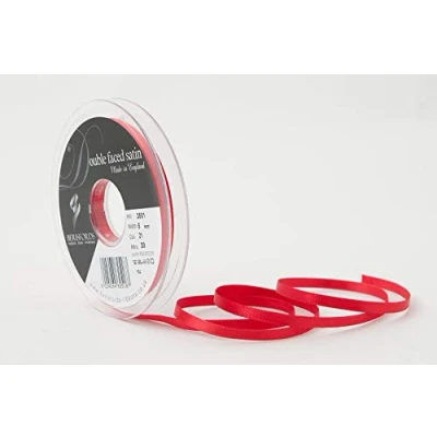 Image of Berisfords Double FACE Poly Satin Ribbon, Poppy Red, 5 mm