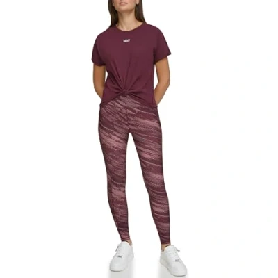 Image of DKNY SPORT Women&#039;s Metallic Logo Boxy Knit T Shirt, red, M