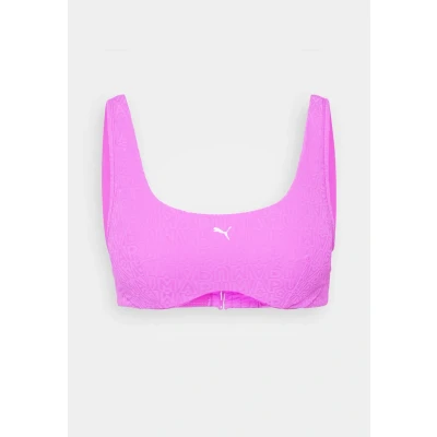 Image of PUMA Women&#039;s Jaquard Scoop Bikini Top, Purple, M