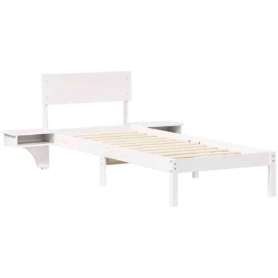 Image of Bed Frame with Bedside Tables White 75 x 190 cm Solid pine wood Vidaxl