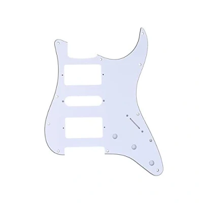 Image of Musiclily Pro 11 Hole HSH Guitar Strat Pickguard for Fender American/Mexican Standard Stratocaster Modern Style, 3Ply White