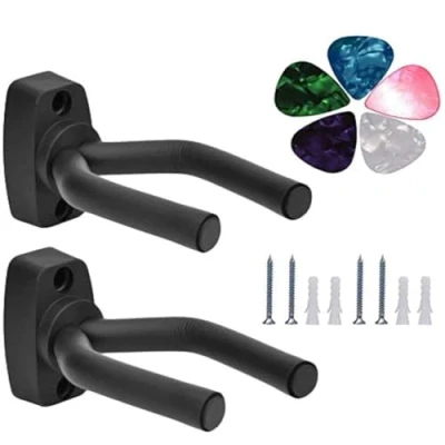 Image of Guitar Mount Wall Hanger Stand Ukulele Hook Keep Holder Display 2 Pack with Picks Violin Mandolin Rack Bracket Bass Accessories Easy to Install(5 Picks)