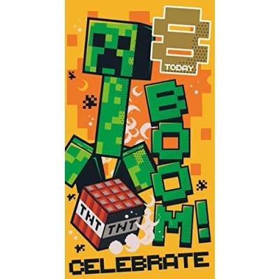 Image of Minecraft Age 8 Birthday Card, Card for 8th Birthday, Climate Pledge Friendly Recyclable Officially Licensed
