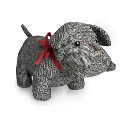 Image of Blue Canyon Toby The Bulldog Door Stop Sand Stuffed Stopper Heavy Animals 1kg Polyester Fabric for Bedroom, Drawing Room, Outdoor Elegant Home Décor (Grey)