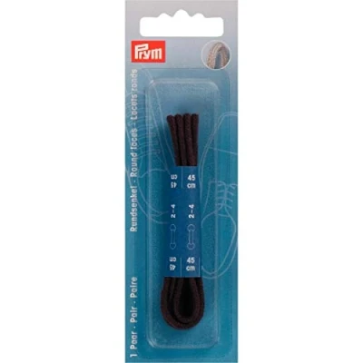 Image of Prym Round Laces, Brown, 45 cm x Ø 3 mm, Braun, 2 Stück