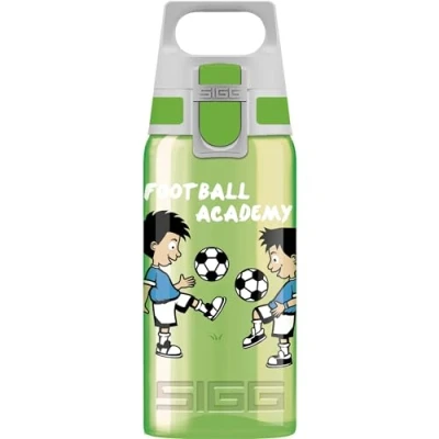 Image of SIGG Children&#039;s Water Bottle Viva One Football School Suitable for Carbonated Drinks Leak Proof Dishwasher Safe BPA Free Sports Green 0.5 L