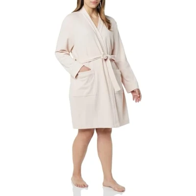 Image of Amazon Essentials Women&#039;s Lightweight Waffle Mid Length Robe (Available in Plus Size), Pale Pink, S