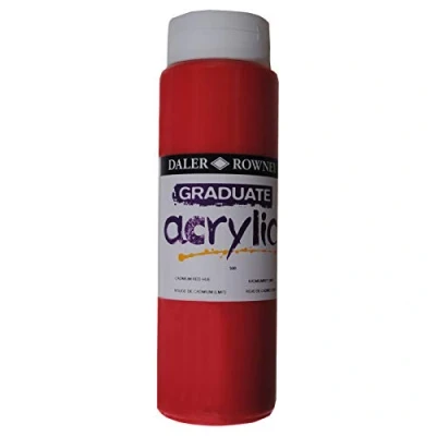 Image of Daler Rowney Graduate Acrylic Paint, Plastic Bottle, 16.91oz 500 ml, Cadmium Red Hue