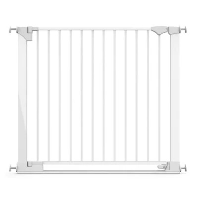 Image of Safetots SafeStep Gate, White, 96cm 103cm, Extra Low Walkthough, 81cm Wide Doorway, One Piece Gate for Stairs, Hallways and Doors, Baby Toddler, Easy Installation