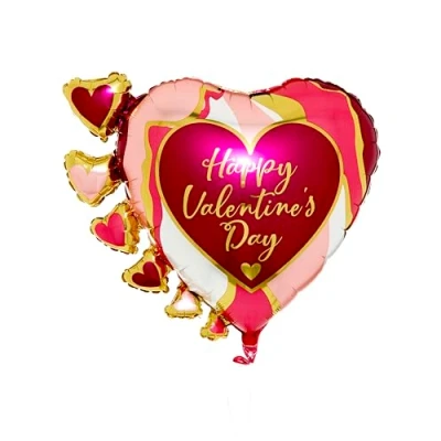 Image of Amscan Anagram 4364201 Valentine&#039;s Day Marble Abstract SuperShape Foil Balloon 24&quot;