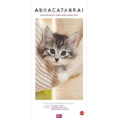 Image of Whiskas Familienplaner 2025: Praktischer Kalender für Familien mit Katzenfotos zum Dahinschmelzen. Terminkalender die Wand 5 Spalten und viel Raum Planung. Familienkalender