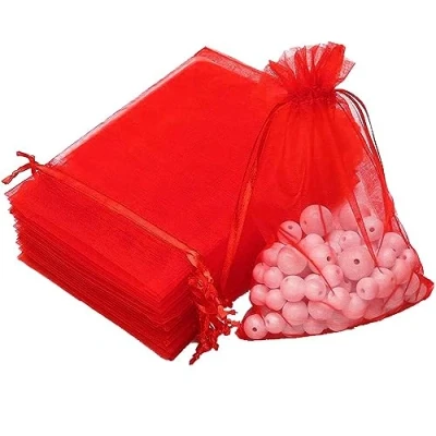 Image of 10pcs Red Luxury Organza Gift Bags Jewellery Pouches Xmas Christmas Wedding Anniversary Party Candy Sweet Favours Gifts Bag 10 x 14 cm