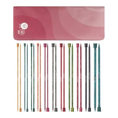 Image of KnitPro Dreamz Single Pointed Needle Set 11 x 25cm Ended Knitting Pin Pairs Grande Set, Colour Coded for Beginners, Professionals &amp; Gift