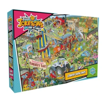 Image of Jokesaws: Country Show Chaos 1000 Piece Jigsaw Puzzle Funny Sustainable for Adults Premium 100% Recycled Board Great Gift Gibsons Games