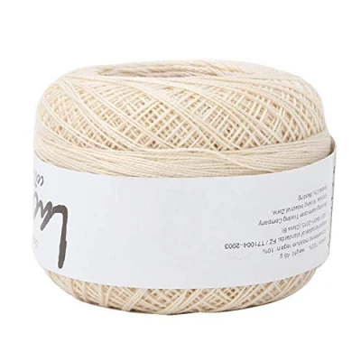 Image of Popular Summer Silk Light Thin Line Lace Cotton Yarn Crochet Thread for Knitting Embroidery with a Crochet(Beige)