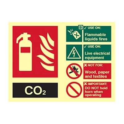 Image of &#039;Fire Extinguisher Composite CO2&#039; Sign, Flexible Photoluminescent Vinyl (200mm x 150mm)