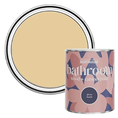 Image of Rust Oleum Yellow Moisture Resistant Bathroom Wood and Cabinet Paint in Gloss Finish Sandstorm 750ml