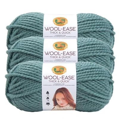 Image of Lion Brand Yarn Wool Ease Thick &amp; Quick Yarn, Soft and Bulky for Knitting, Crocheting, Crafting, 3 Pack, Succulent