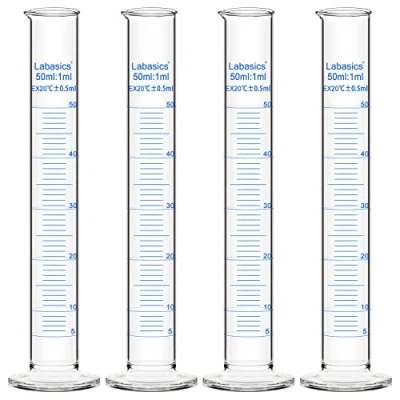 Image of Labasics 4 Pack Borosilicate Glass 50 ml Heavy Wall Graduated Cylinder Measuring