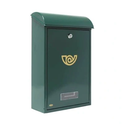 Image of Amig Outdoor Steel Letterbox Model 2 Easy Installation with Included Screws Privacy and Security Lock Sturdy Durable Green 40x25x10 cm Metal